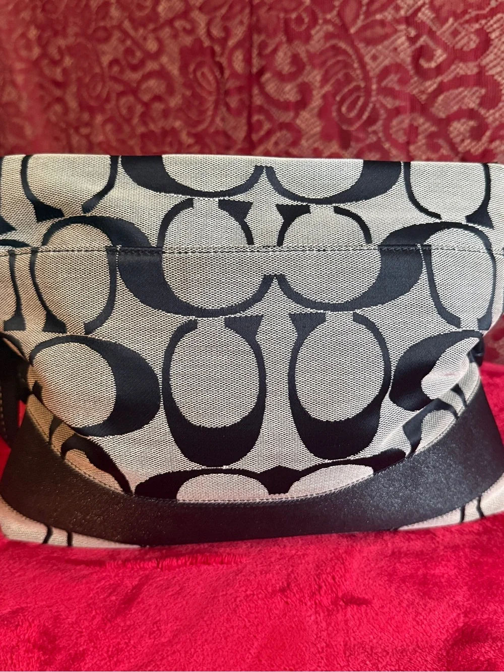 Coach Signature C Black Grey Canvas Crossbody Bag F19220